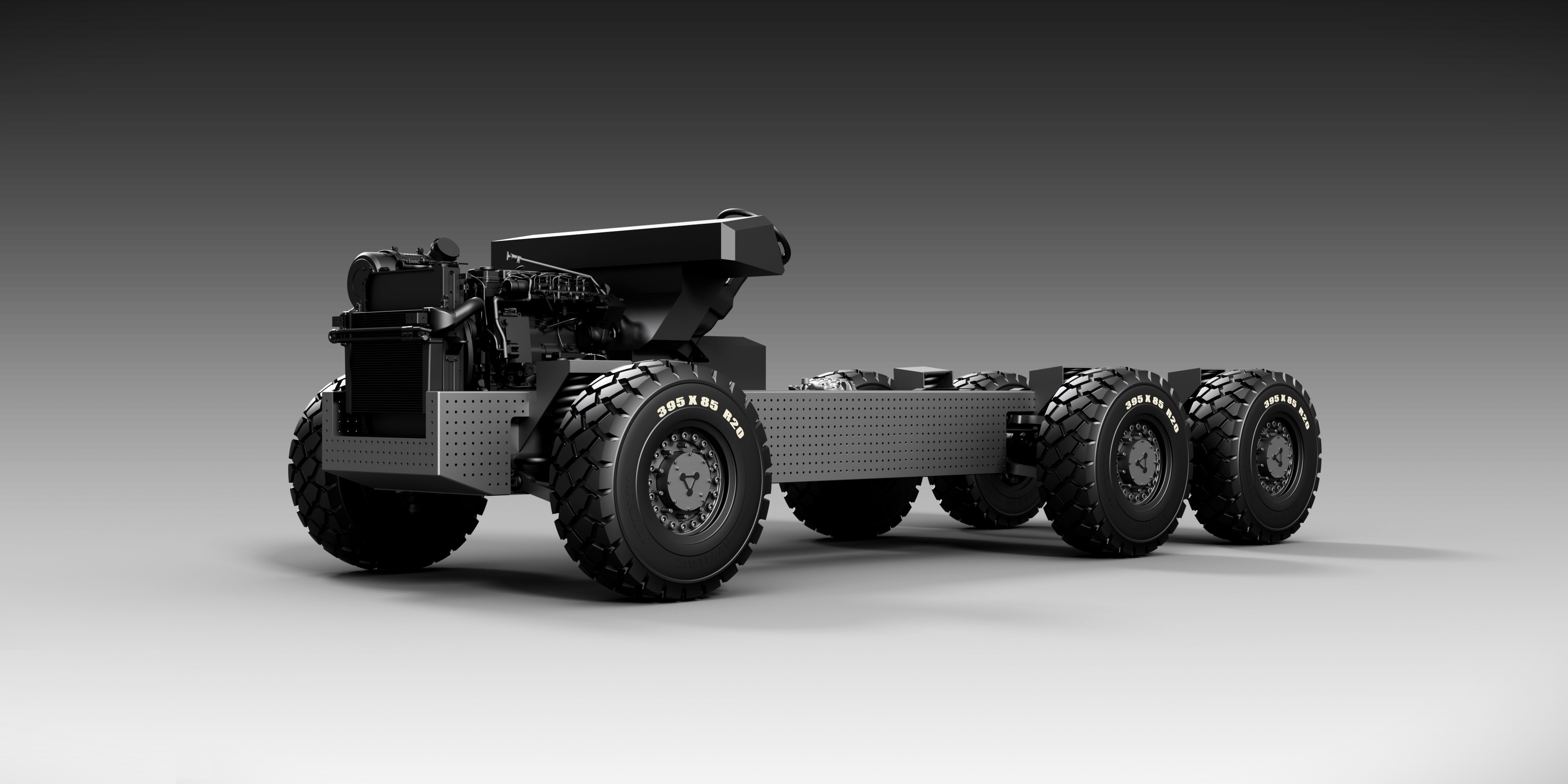 FGD 6×6 integrated chassis — frame, powertrain and cooling